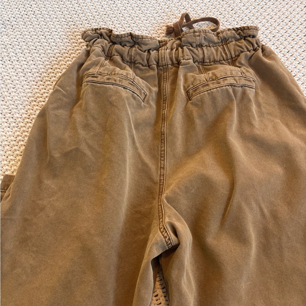 Free the people button fly ankle pleated pants/Brown high-waisted /drawstring /S - Picture 7 of 16